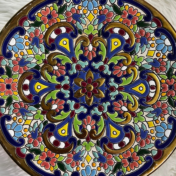 Vibrant [Sevillarte] Hanging 9" Plate <Hecho En Espana> Signed Art + 24 KT. GOLD - Picture 3 of 13